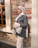 GÜL KEMER DETAYLI CEKET GRİ 