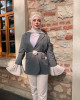GÜL KEMER DETAYLI CEKET GRİ 